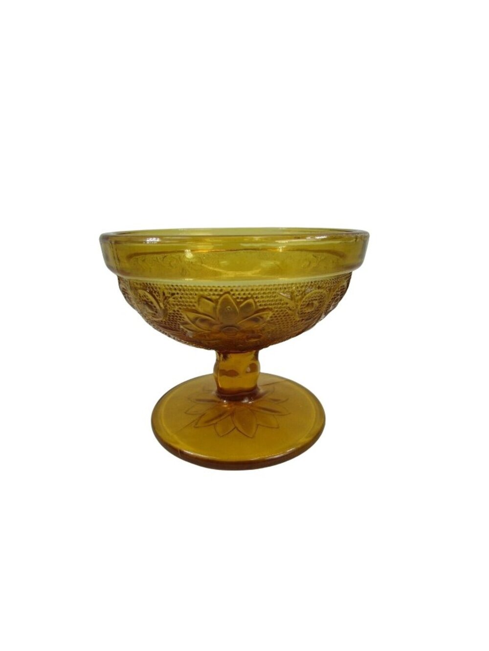 Vintage TIARA Amber Sandwich Glass Champagne Sherbert Indiana  Daisy 94494